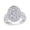 Thumbnail Image 1 of Now + Forever Multi-Diamond Oval Double-Halo Engagement Ring 2 ct tw 14K White Gold