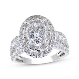 Now + Forever Multi-Diamond Oval Double-Halo Engagement Ring 2 ct tw 14K White Gold