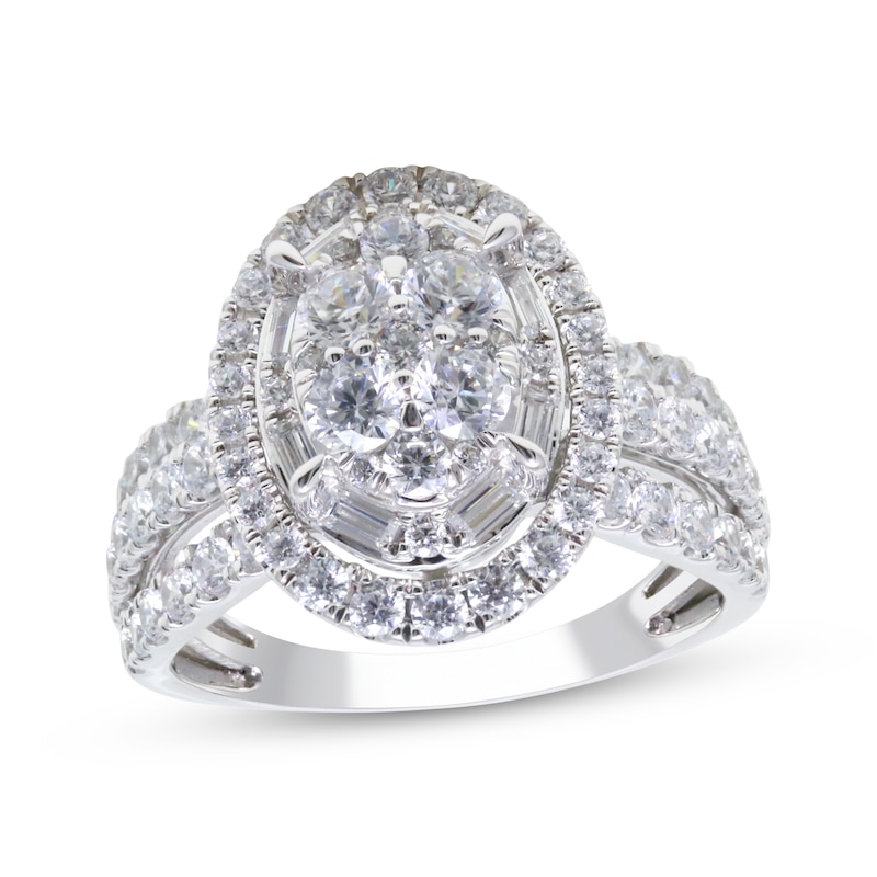 Main Image 1 of Now + Forever Multi-Diamond Oval Double-Halo Engagement Ring 2 ct tw 14K White Gold
