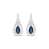 Thumbnail Image 2 of Pear-Shaped Blue Lab-Created Sapphire & White Lab-Created Sapphire Teardrop Frame Earrings Sterling Silver