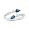 Thumbnail Image 1 of Pear-Shaped Blue Lab-Created Sapphire Deconstructed Bypass Ring Sterling Silver