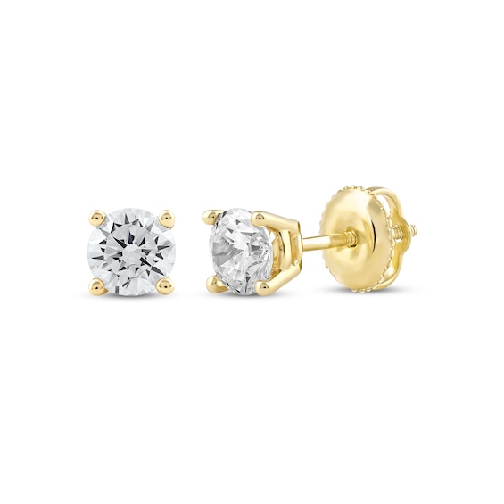 KAY Lab-Grown Diamonds Round-Cut Solitaire Stud Earrings 3/4 ct tw 10K Yellow Gold (F/SI2)
