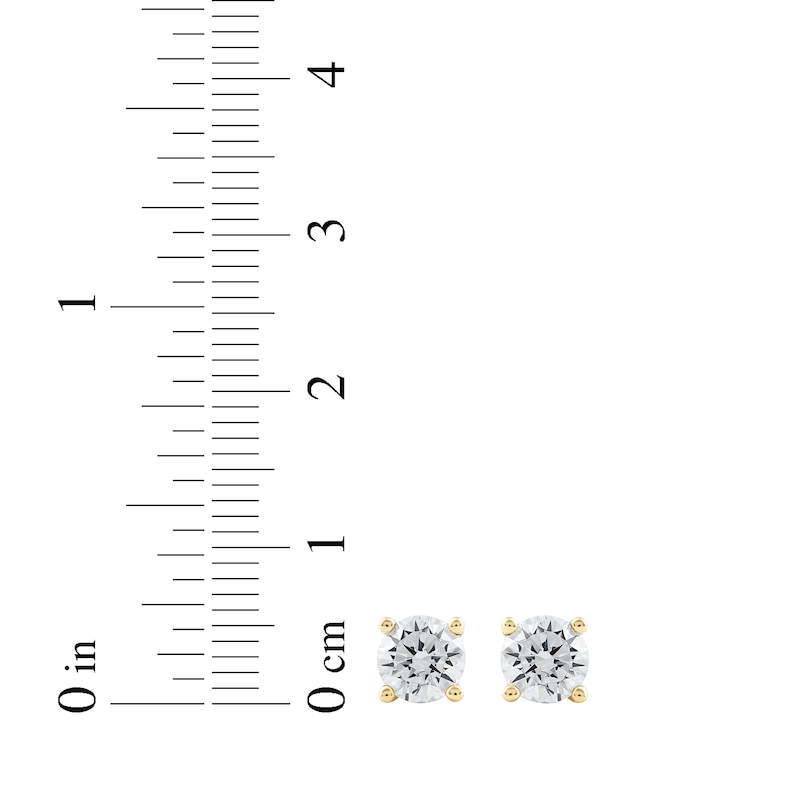 Main Image 5 of KAY Lab-Grown Diamonds Round-Cut Solitaire Stud Earrings 3/4 ct tw 10K Yellow Gold (F/SI2)