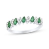 Thumbnail Image 1 of Now + Forever Marquise-Cut Natural Emerald & Diamond Anniversary Ring 1/5 ct tw 10K White Gold