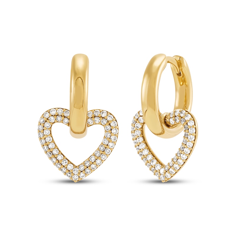 Main Image 1 of STUDIO BY KAY Lab-Grown Diamond Heart Hoop Earrings 5/8 ct tw 24K Yellow Gold Vermeil Sterling Silver