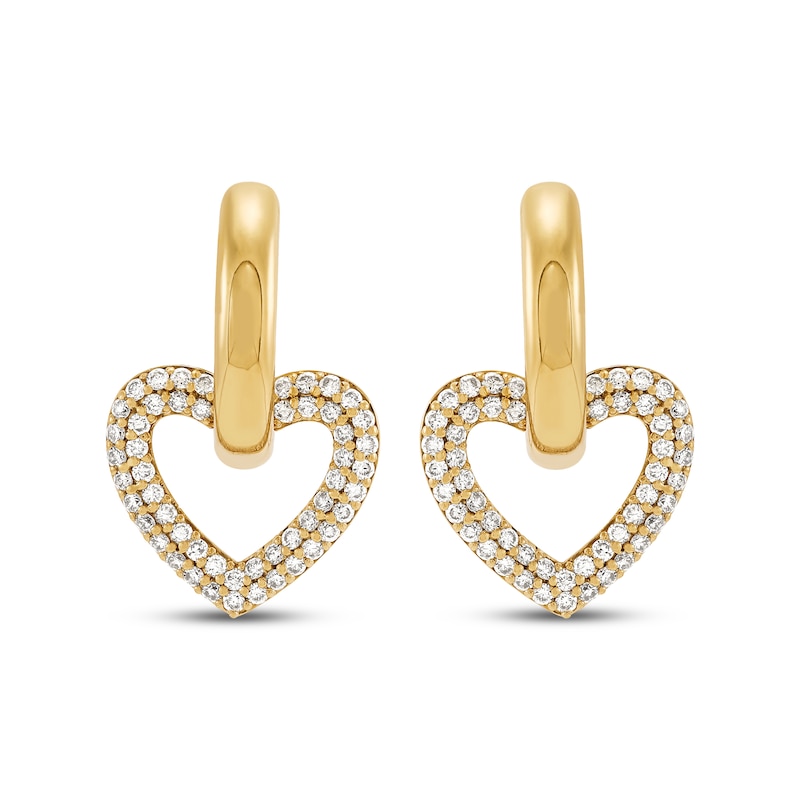 Main Image 2 of STUDIO BY KAY Lab-Grown Diamond Heart Hoop Earrings 5/8 ct tw 24K Yellow Gold Vermeil Sterling Silver