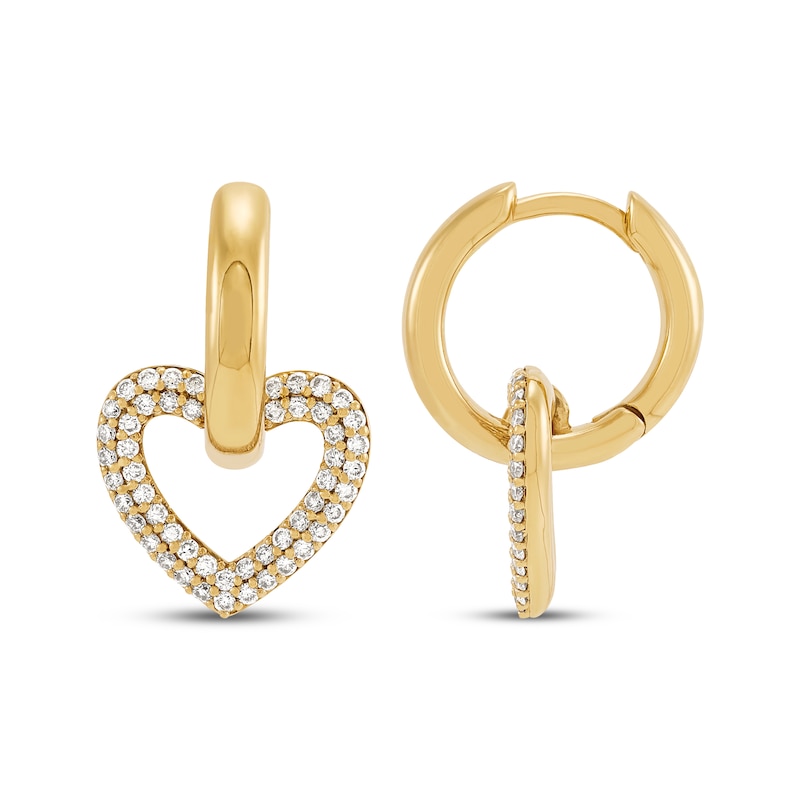 Main Image 3 of STUDIO BY KAY Lab-Grown Diamond Heart Hoop Earrings 5/8 ct tw 24K Yellow Gold Vermeil Sterling Silver