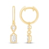 Thumbnail Image 1 of KAY Lab-Grown Diamonds Round & Emerald-Cut Dangle Huggie Hoop Earrings 1 ct tw 10K Yellow Gold
