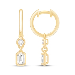 KAY Lab-Grown Diamonds Round & Emerald-Cut Dangle Huggie Hoop Earrings 1 ct tw 10K Yellow Gold