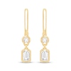 Thumbnail Image 2 of KAY Lab-Grown Diamonds Round & Emerald-Cut Dangle Huggie Hoop Earrings 1 ct tw 10K Yellow Gold