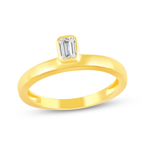 STUDIO BY KAY Emerald-Cut Lab-Grown Diamond Bezel-Set Solitaire Ring 1/4 ct tw 24K Yellow Gold Vermeil Sterling Silver