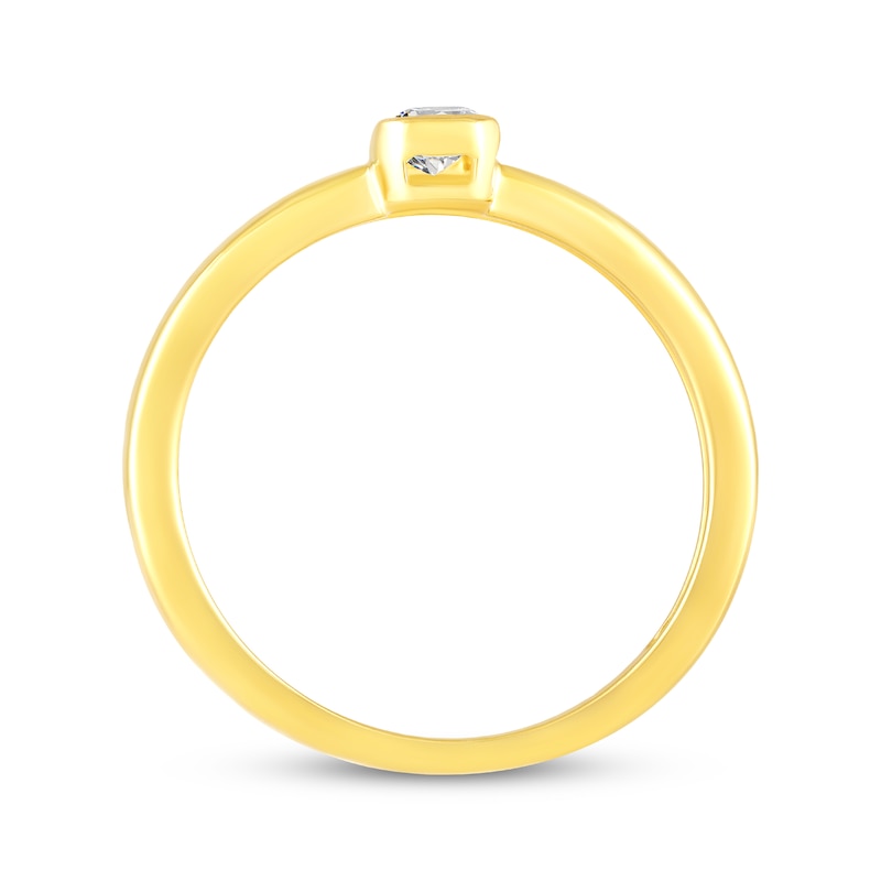 Main Image 3 of STUDIO BY KAY Emerald-Cut Lab-Grown Diamond Bezel-Set Solitaire Ring 1/4 ct tw 24K Yellow Gold Vermeil Sterling Silver