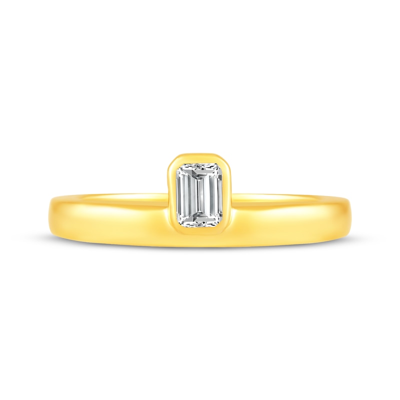 Main Image 4 of STUDIO BY KAY Emerald-Cut Lab-Grown Diamond Bezel-Set Solitaire Ring 1/4 ct tw 24K Yellow Gold Vermeil Sterling Silver