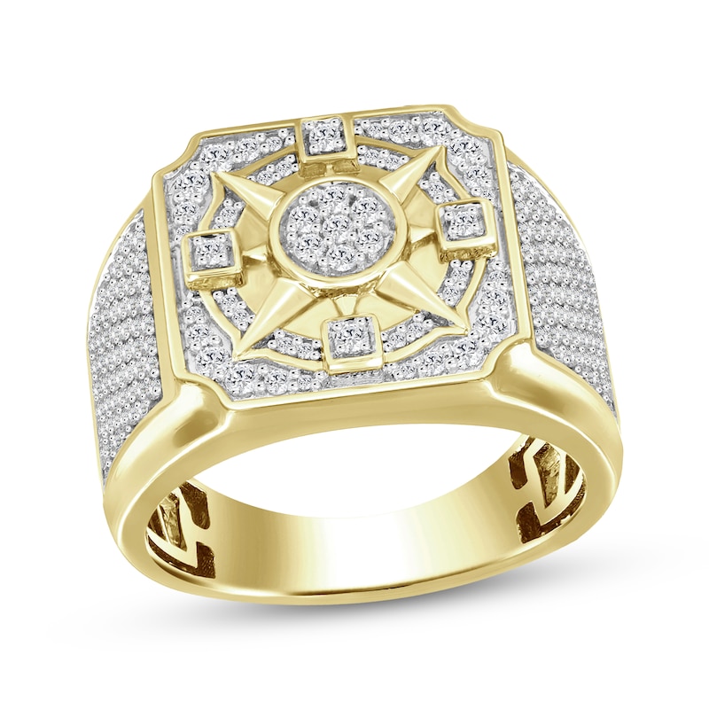 Main Image 1 of Men's Diamond Compass Ring 1 ct tw 10K Yellow Gold