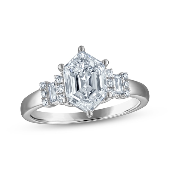 Now + Forever Lab-Grown Diamonds Hexagon-Cut Engagement Ring 2-1/4 ct tw 14K White Gold
