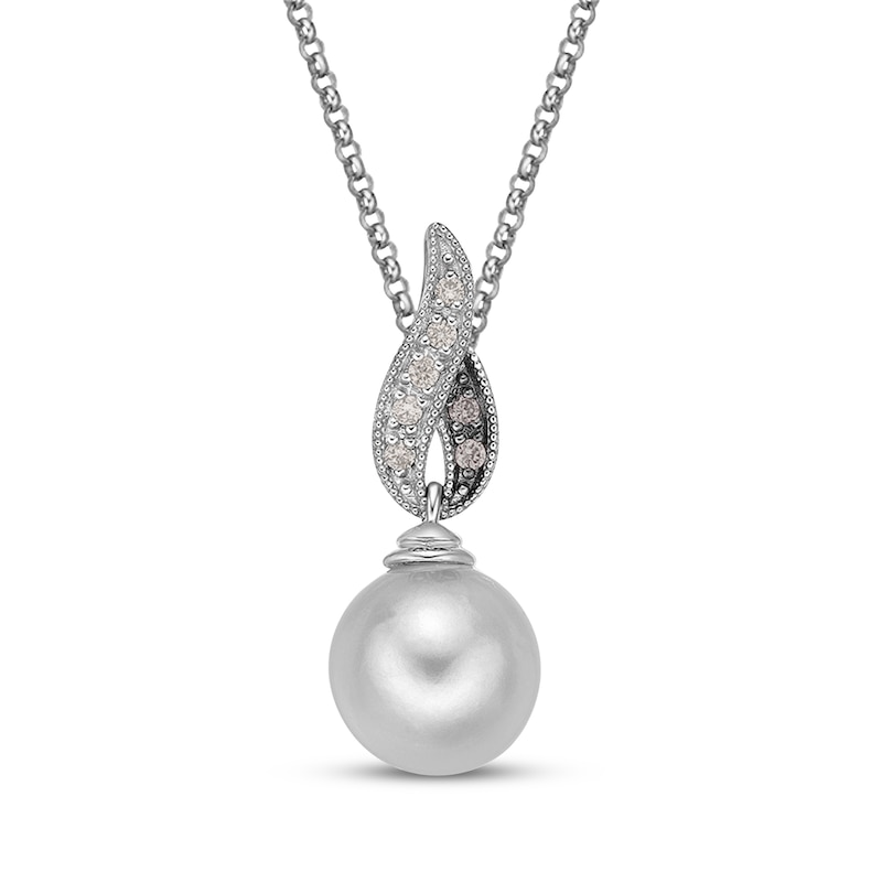 Main Image 1 of Le Vian Cultured Pearl Necklace 1/15 ct tw Diamonds 14K Vanilla Gold 20"