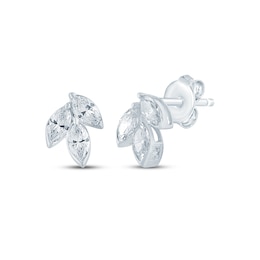 Monique Lhuillier Bliss Marquise-Cut Lab-Grown Diamond Trio Stud Earrings 1/2 ct tw Platinum-Plated Sterling Silver