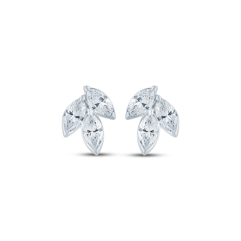 Main Image 2 of Monique Lhuillier Bliss Marquise-Cut Lab-Grown Diamond Trio Stud Earrings 1/2 ct tw Platinum-Plated Sterling Silver