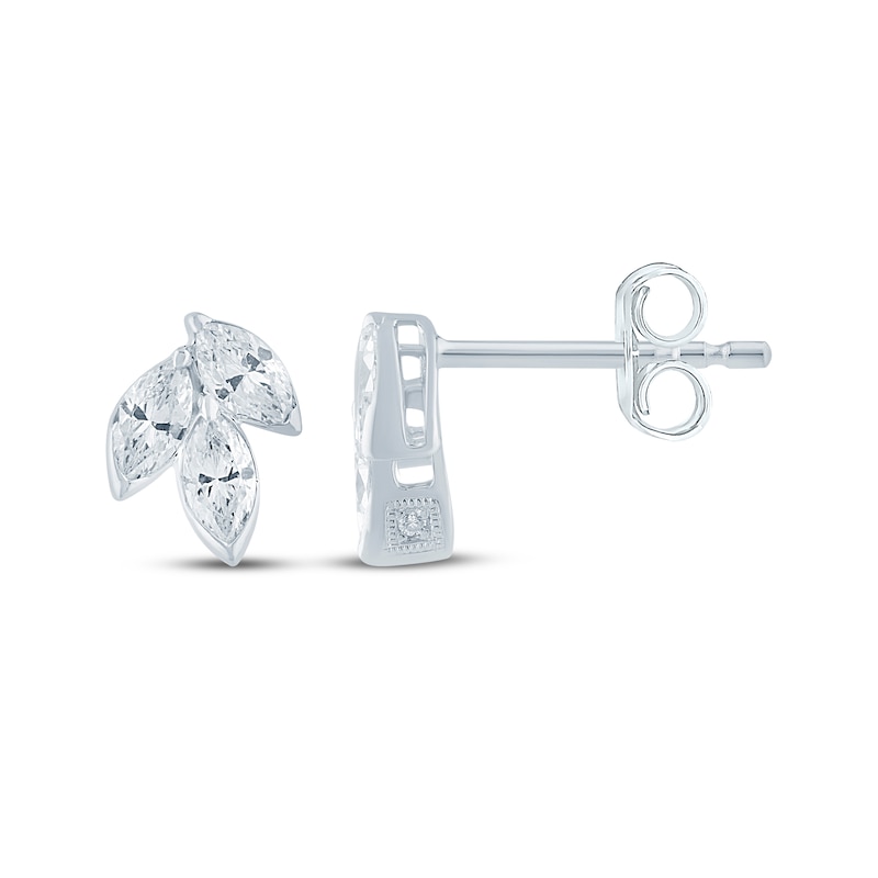 Main Image 3 of Monique Lhuillier Bliss Marquise-Cut Lab-Grown Diamond Trio Stud Earrings 1/2 ct tw Platinum-Plated Sterling Silver