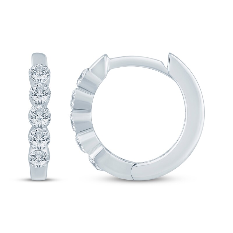 Main Image 3 of KAY Lab-Grown Diamonds Huggie Hoop Earrings 1/3 ct tw 10K White Gold
