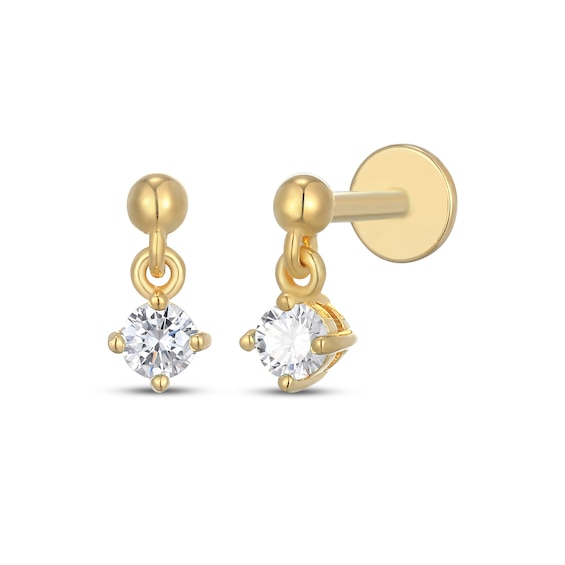 STUDIO BY KAY White Lab-Created Sapphire Solitaire Dangle Earrings 24K Yellow Gold Vermeil Sterling Silver