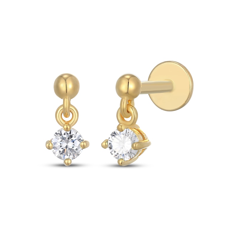 Main Image 1 of STUDIO BY KAY White Lab-Created Sapphire Solitaire Dangle Earrings 24K Yellow Gold Vermeil Sterling Silver