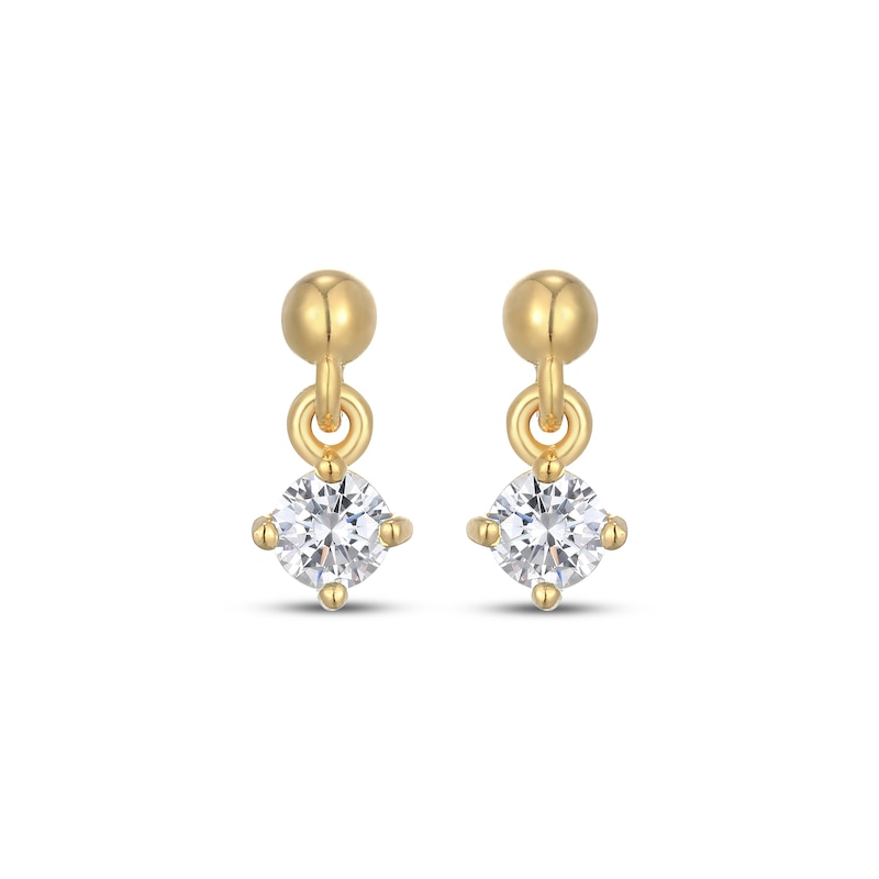 Main Image 2 of STUDIO BY KAY White Lab-Created Sapphire Solitaire Dangle Earrings 24K Yellow Gold Vermeil Sterling Silver