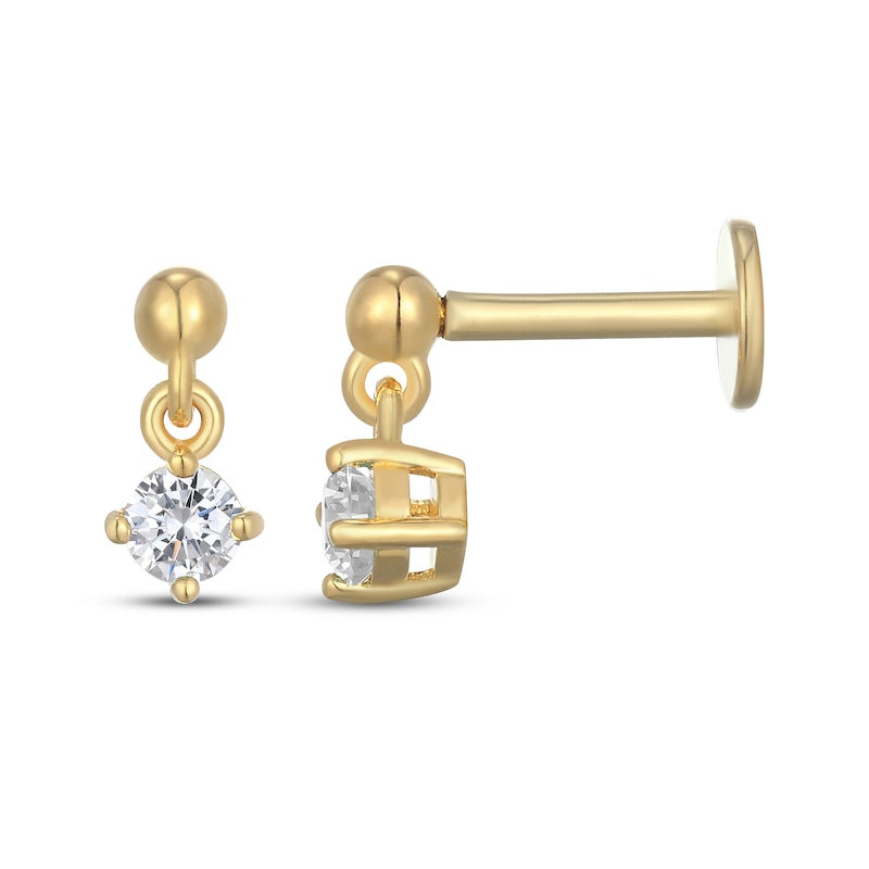 Main Image 3 of STUDIO BY KAY White Lab-Created Sapphire Solitaire Dangle Earrings 24K Yellow Gold Vermeil Sterling Silver