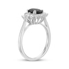 Thumbnail Image 2 of Cushion-Cut Black Onyx & White Lab-Created Sapphire Halo Ring Sterling Silver
