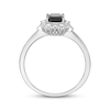 Thumbnail Image 3 of Cushion-Cut Black Onyx & White Lab-Created Sapphire Halo Ring Sterling Silver