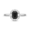 Thumbnail Image 4 of Cushion-Cut Black Onyx & White Lab-Created Sapphire Halo Ring Sterling Silver
