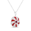 Thumbnail Image 2 of Lab-Created Ruby & White Lab-Created Sapphire Red Enamel Peppermint Candy Necklace Sterling Silver 18"