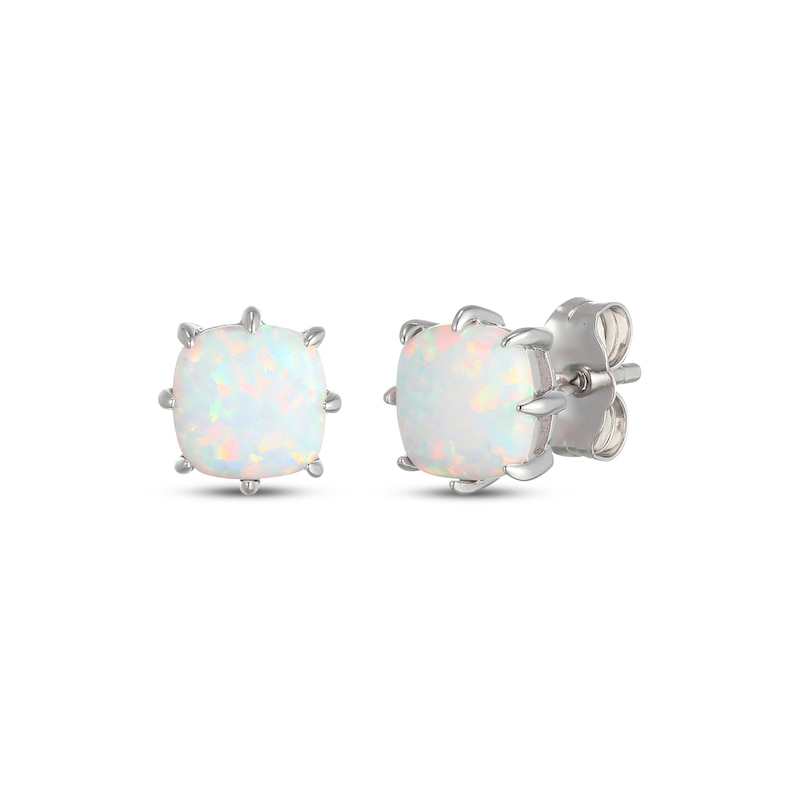 Main Image 1 of STUDIO BY KAY Cushion-Cut Lab-Created Opal Solitaire Stud Earrings Sterling Silver