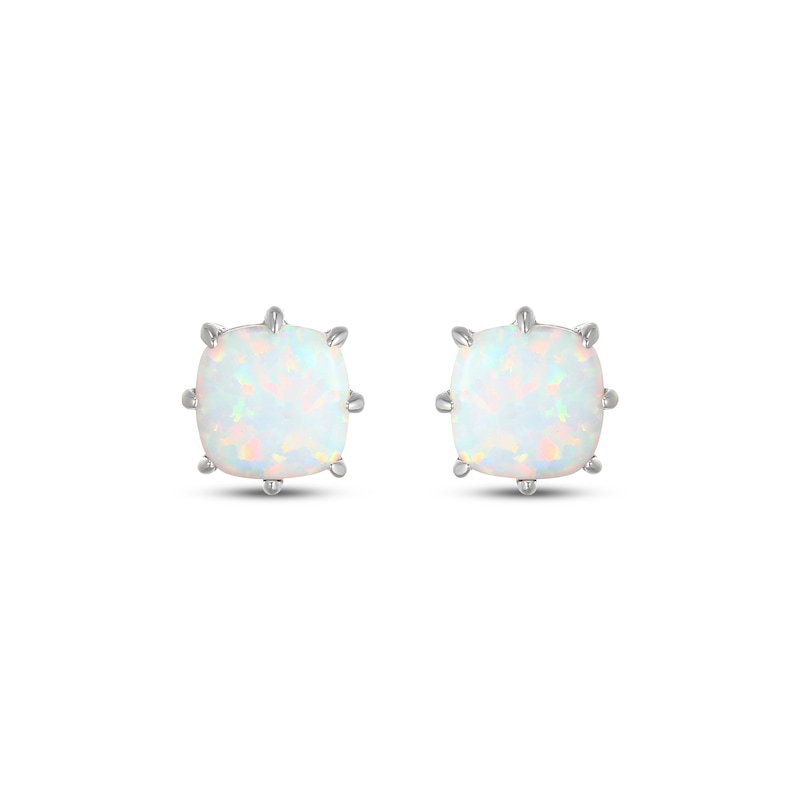 Main Image 2 of STUDIO BY KAY Cushion-Cut Lab-Created Opal Solitaire Stud Earrings Sterling Silver