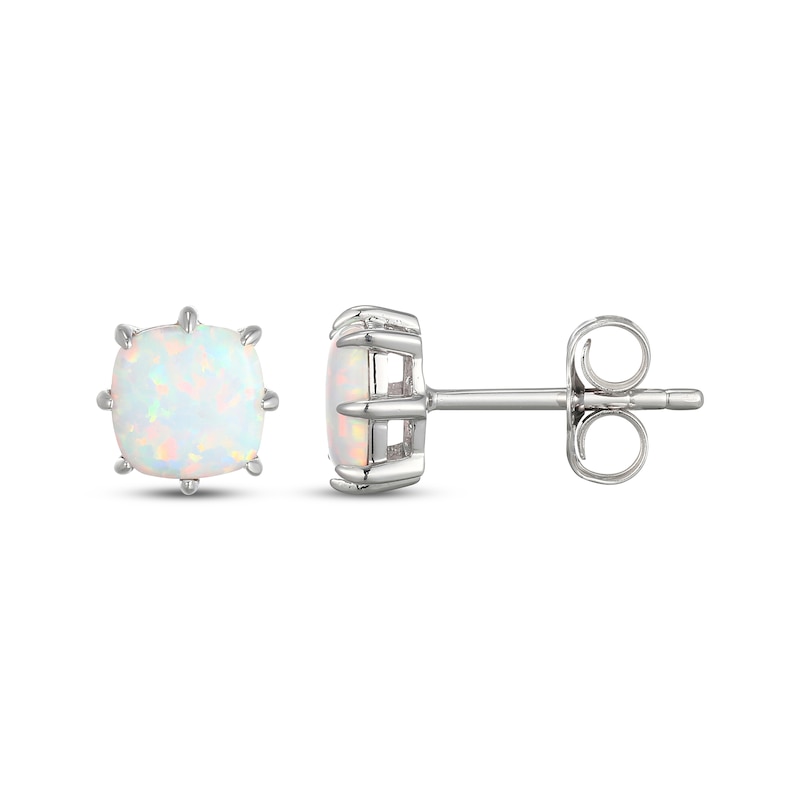 Main Image 3 of STUDIO BY KAY Cushion-Cut Lab-Created Opal Solitaire Stud Earrings Sterling Silver