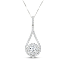 KAY Lab-Grown Diamonds Halo Teardrop Frame Necklace 1 ct tw 10K White Gold 18"
