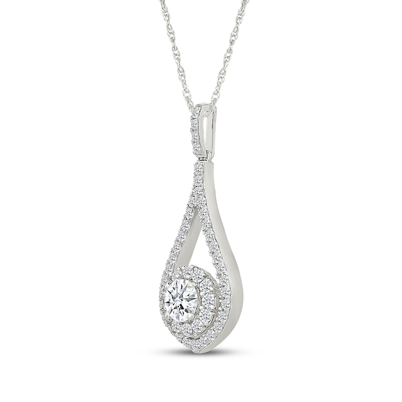 Main Image 2 of KAY Lab-Grown Diamonds Halo Teardrop Frame Necklace 1 ct tw 10K White Gold 18"