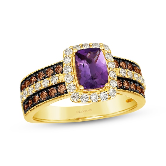 Le Vian Cushion-Cut Amethyst Ring 3/4 ct tw Diamonds 14K Honey Gold