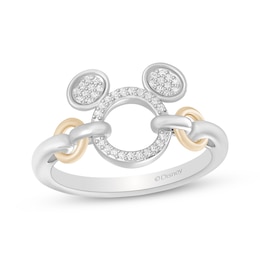 Disney Treasures Mickey Mouse Diamond Ring 1/10 ct tw Sterling Silver & 10K Yellow Gold