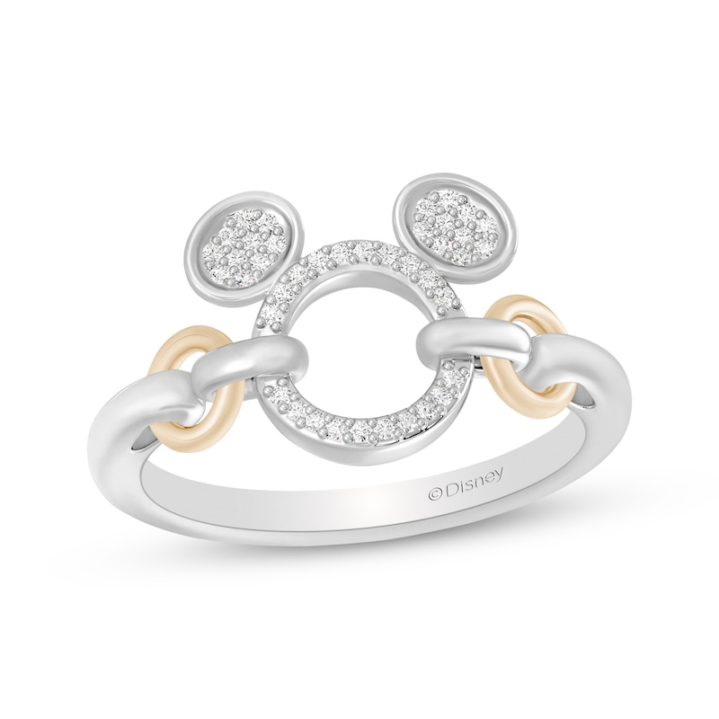 Main Image 1 of Disney Treasures Mickey Mouse Diamond Ring 1/10 ct tw Sterling Silver & 10K Yellow Gold