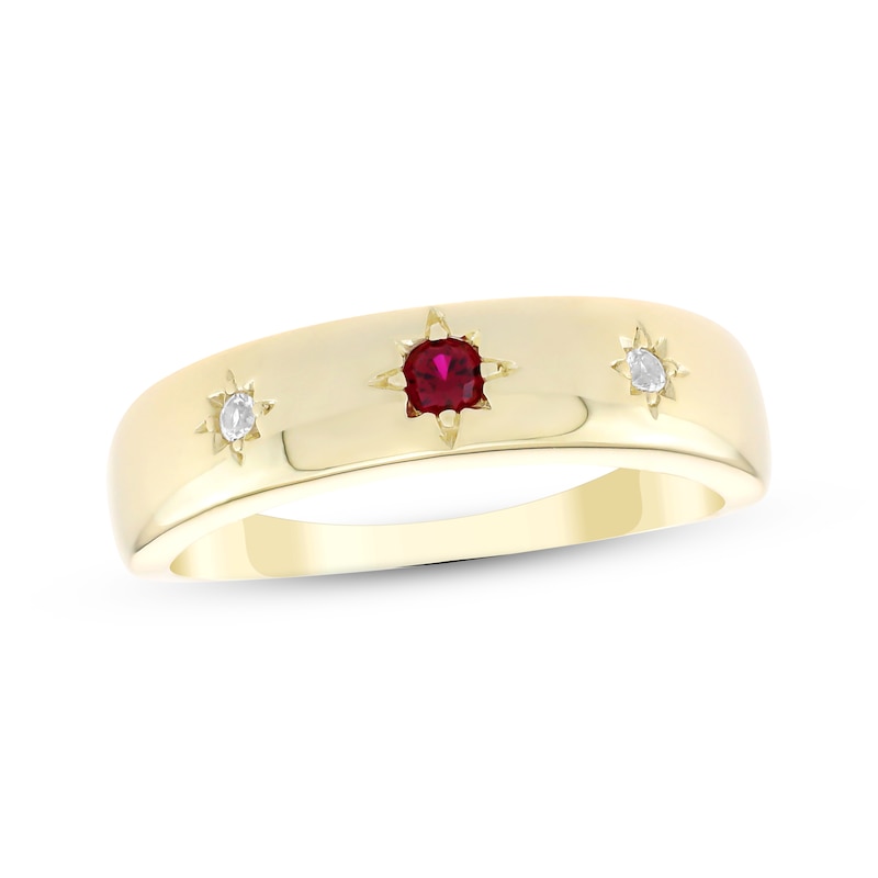 Main Image 1 of STUDIO BY KAY Lab-Created Ruby & White Lab-Created Sapphire Star Ring 10K Yellow Gold