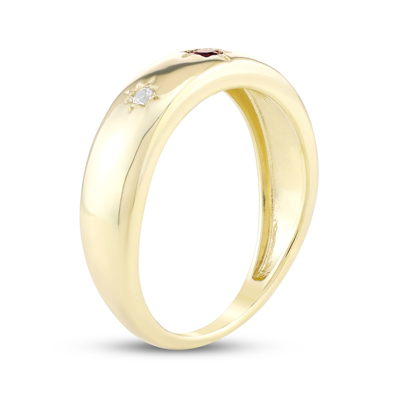 Main Image 2 of STUDIO BY KAY Lab-Created Ruby & White Lab-Created Sapphire Star Ring 10K Yellow Gold