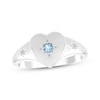 Thumbnail Image 1 of Swiss Blue Topaz & White Lab-Created Sapphire Heart Ring Sterling Silver