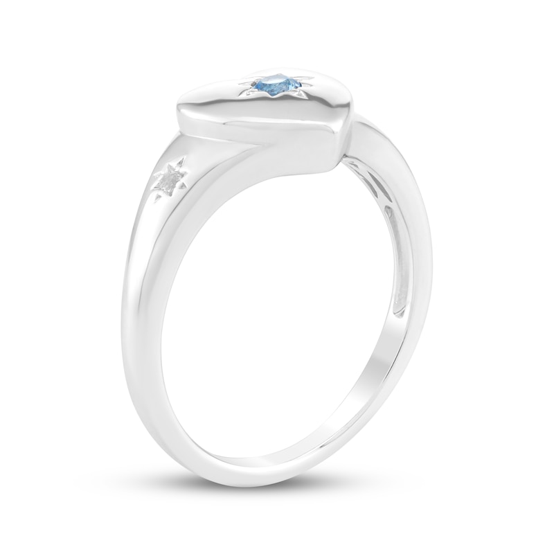 Main Image 2 of Swiss Blue Topaz & White Lab-Created Sapphire Heart Ring Sterling Silver