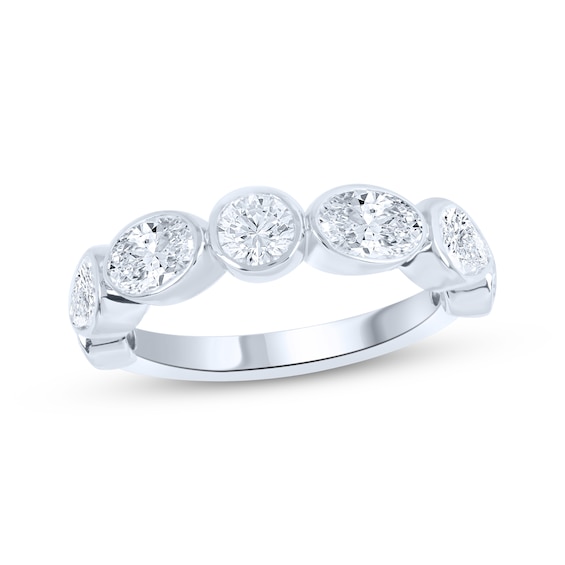Now + Forever Lab-Grown Diamonds Oval & Round-Cut Anniversary Ring 1 ct tw 14K White Gold