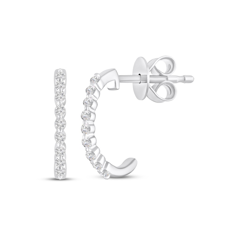 Main Image 1 of KAY Lab-Grown Diamonds J-Hoop Earrings 1/10 ct tw Sterling Silver