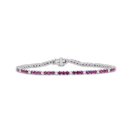 Lab-Created Ruby & White Lab-Created Sapphire Line Bracelet Sterling Silver 7.5"