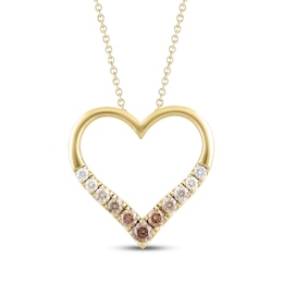 Desert Diamonds Heart Frame Necklace 1/3 ct tw 10K Yellow Gold 18"