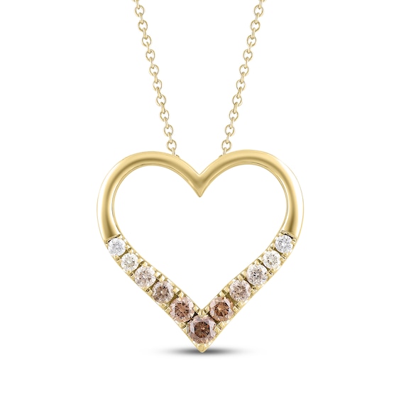 Desert Diamonds Heart Frame Necklace 1/3 ct tw 10K Yellow Gold 18"