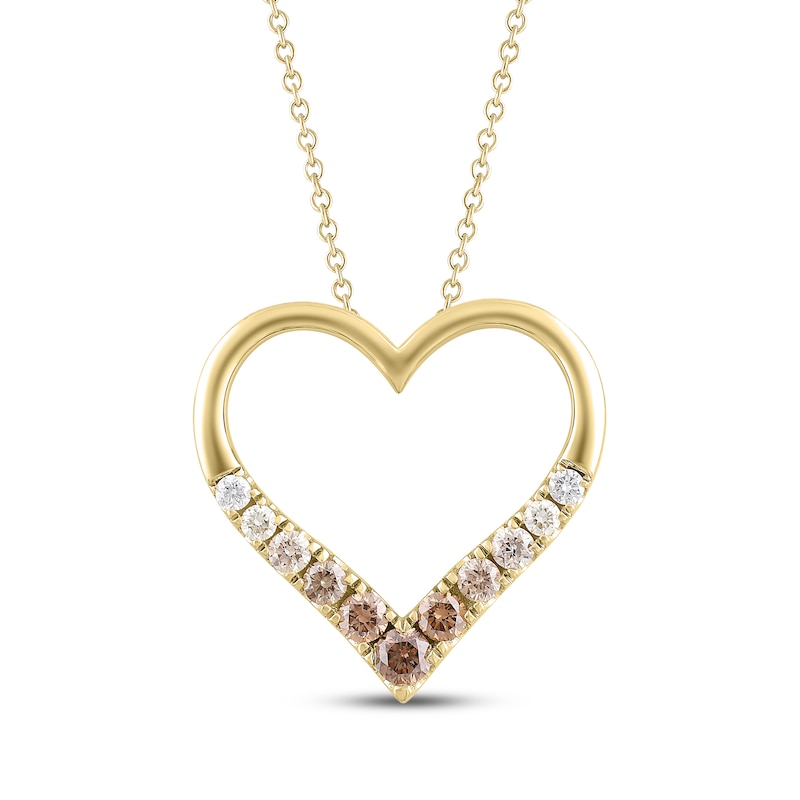 Main Image 1 of Desert Diamonds Heart Frame Necklace 1/3 ct tw 10K Yellow Gold 18"